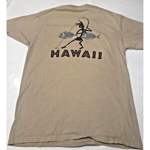 Vintage Sgt Leisure Hawaii Shirt Size M Tan Fishing 100% Cotton Tribal Aloha